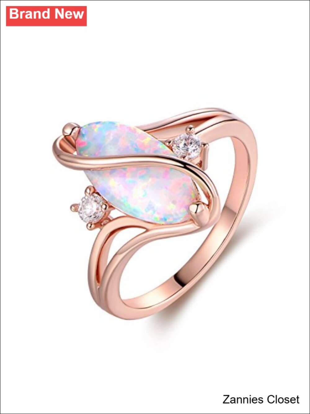 💍 Barzel 18K Gold Plated Created Fire Opal Oval Ring Cubic Zirconia Accents